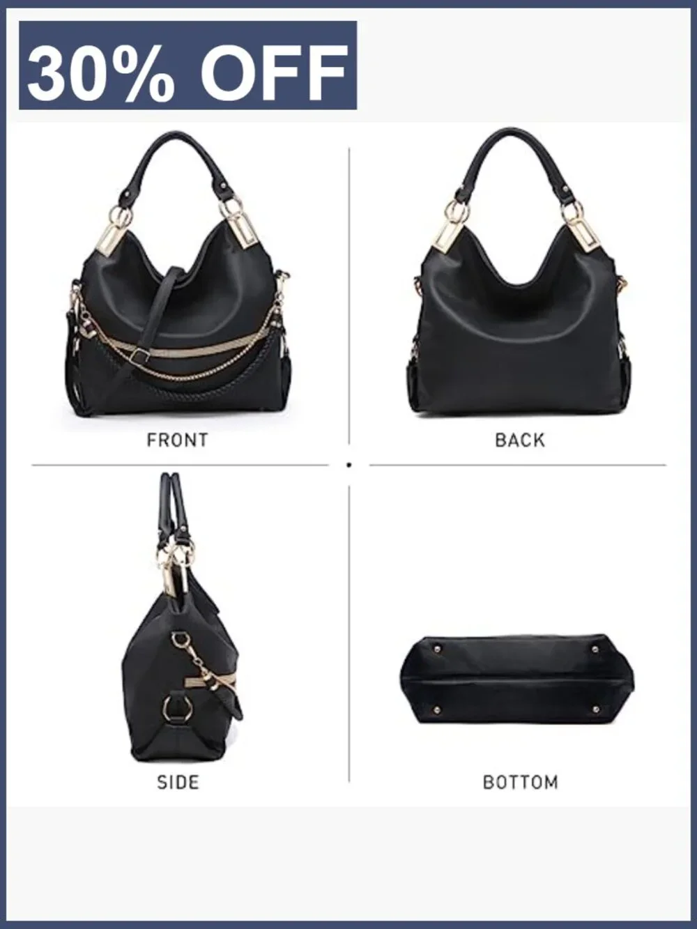 Vegan Leather Hobo Bag Shoulder Purse Rhinestone Tote Handbag Ladies